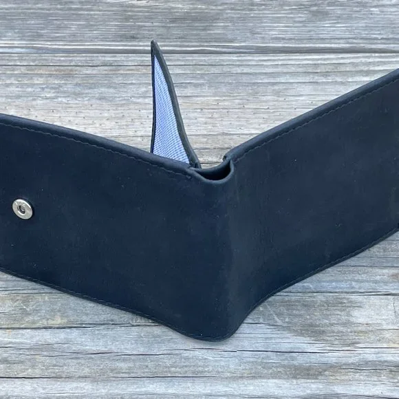 Handmade Genuine Leather Black Wallet Card Holder Purse Bi Fold Purse - Picture 11 of 13